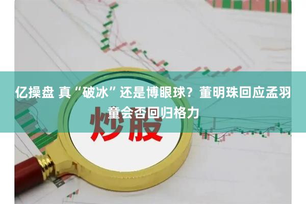 亿操盘 真“破冰”还是博眼球？董明珠回应孟羽童会否回归格力