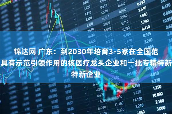 锦达网 广东：到2030年培育3-5家在全国范围内具有示范引领作用的核医疗龙头企业和一批专精特新企业