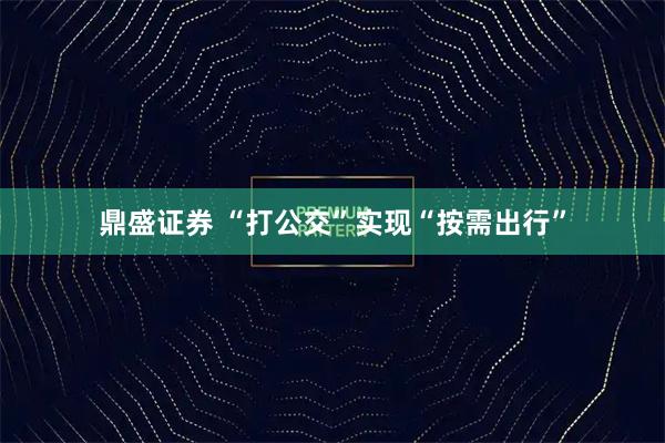 鼎盛证券 “打公交”实现“按需出行”