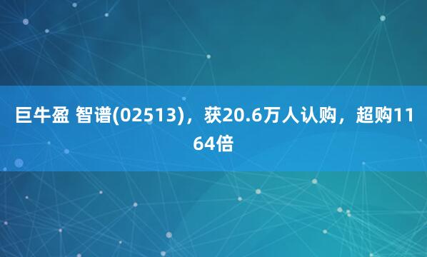 巨牛盈 智谱(02513),获20.6万人认购,超购1164倍